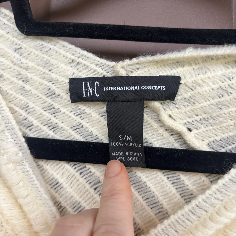 INC International Concepts Cream Textured Poncho